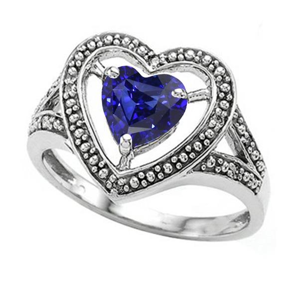 Solitaire Vintage Style Heart Cut Blue Sapphire Ring 1.50 Carats