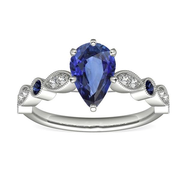 Solitaire Wedding Ring Blue Sapphire With Diamond Accents 2.50 Carats