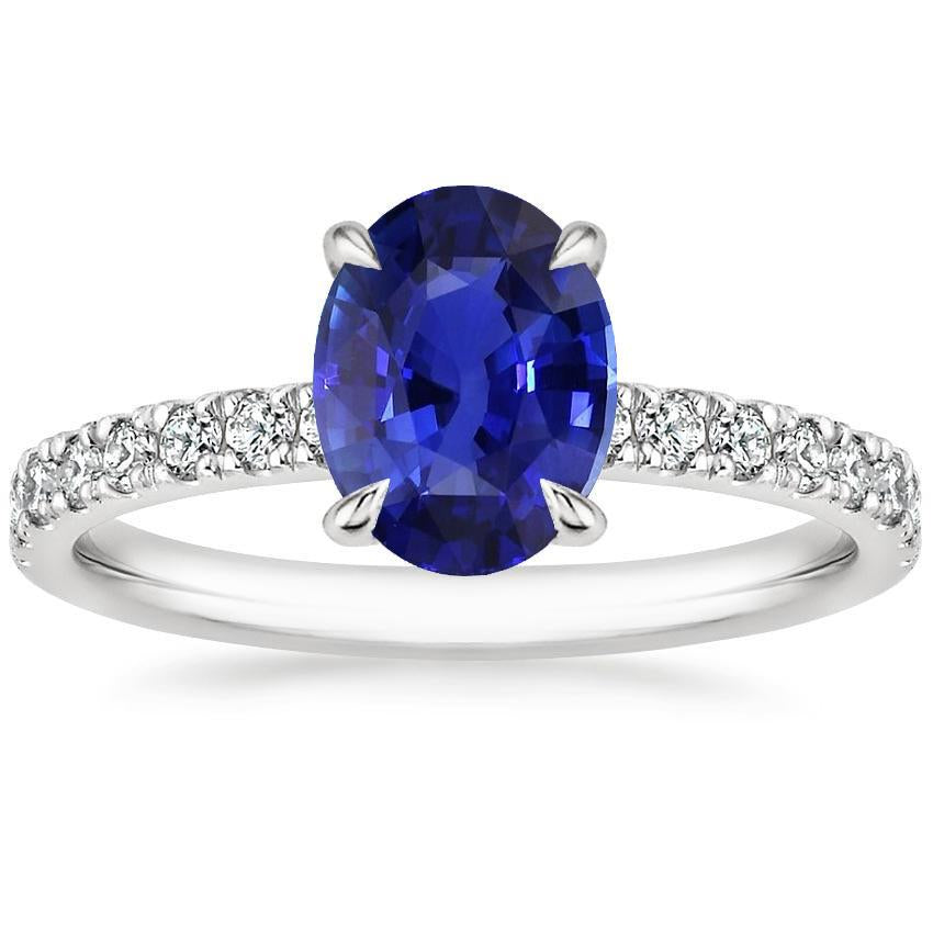 Solitaire Wedding Ring Blue Sapphire With Diamond Accents 4.50 Carats