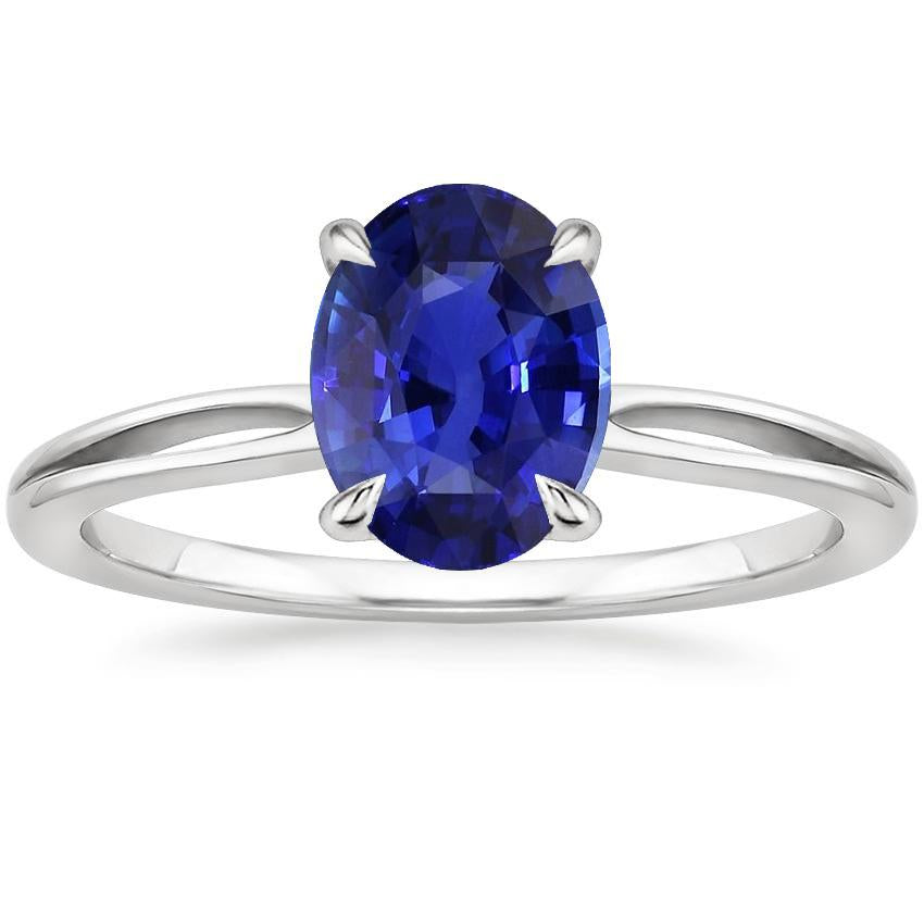 Solitaire Wedding Ring Oval Ceylon Sapphire 2.50 Carats Split Shank