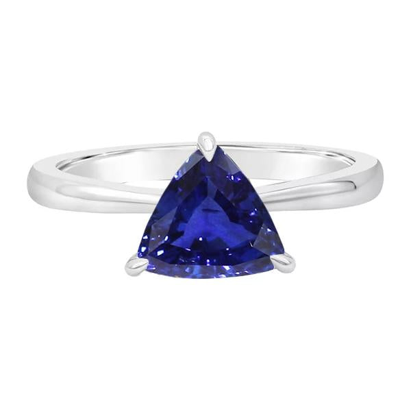 Solitaire Wedding Ring Trillion Deep Blue Sapphire 1.50 Carats