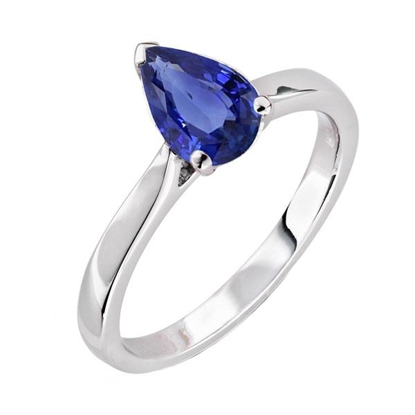 Solitaire White Gold Sri Lankan Sapphire Ring 2.50 Carats