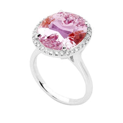 Solitaire With Accent 22.50 Ct. Kunzite With Diamonds Ring White Gold