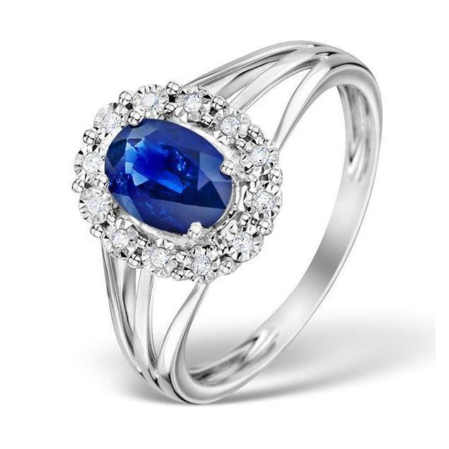 Solitaire With Accent 2.40 Carats Ceylon Sapphire With Diamonds Ring