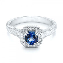 Solitaire With Accent 3.75 Ct Sapphire And Diamonds Ring White Gold