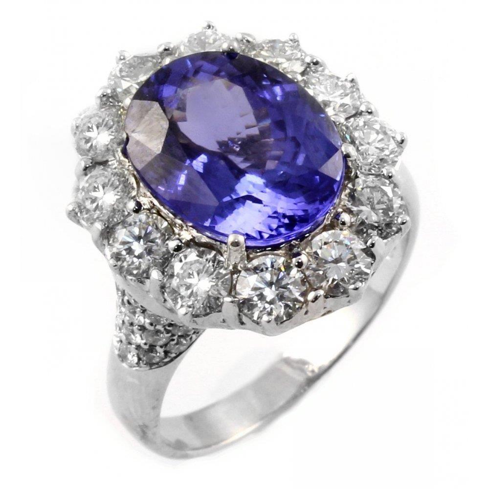 Solitaire With Accent 7.25 Ct. Tanzanite And Diamonds Ring