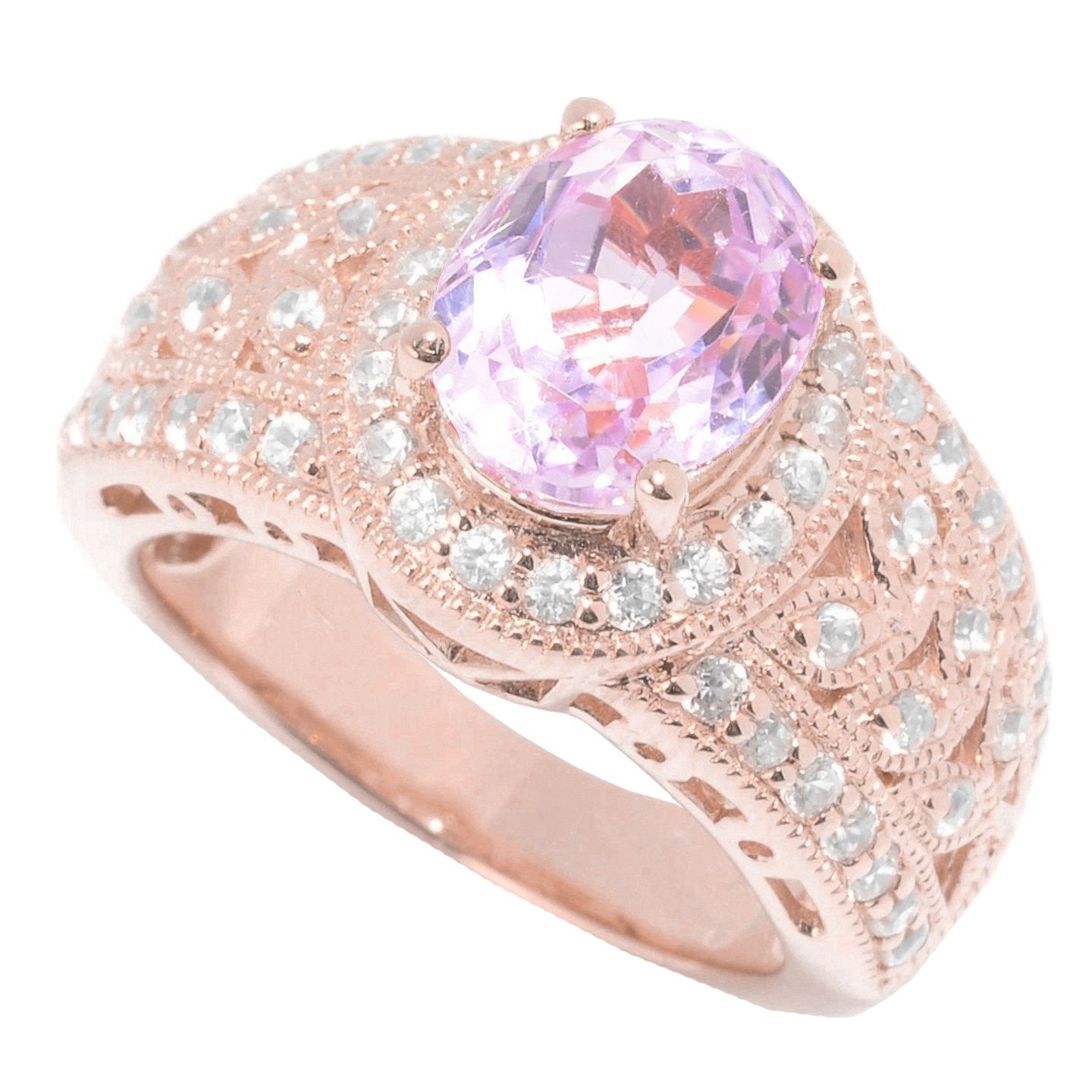 Solitaire With Accent Kunzite With Diamonds 15 Ct Ring Rose Gold