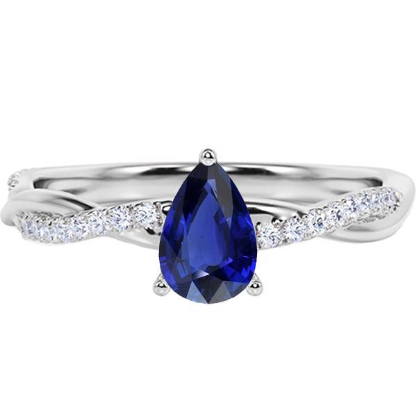 Solitaire With Accents Ring Ceylon Sapphire 2.50 Carats Twist Style