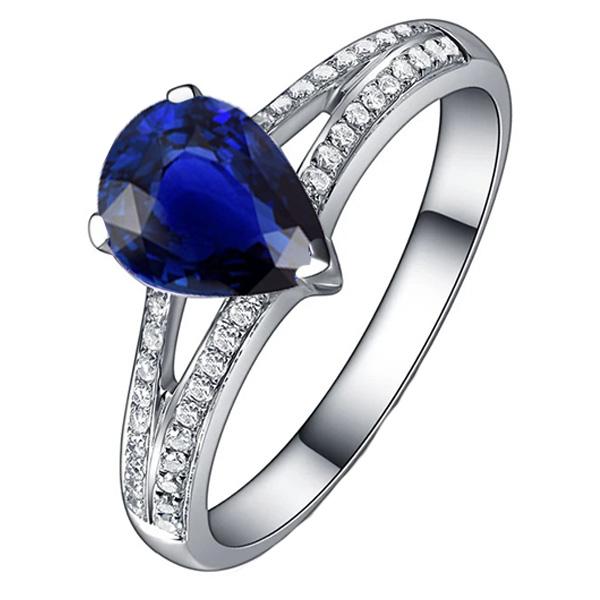 Solitaire With Accents Ring Double Shank Blue Sapphire 3.25 Carats