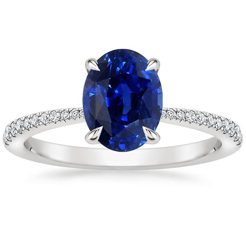 Solitaire With Accents Ring Oval Sri Lankan Sapphire 3.50 Carats