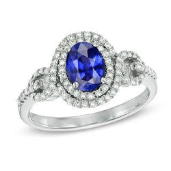 Solitaire With Accents Sapphire Natural Earth Mined Diamond Ring 3.25 Carats WG 14K