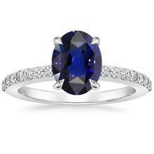 Solitaire With Diamond Accents Engagement Ring Blue Sapphire 4 Carats