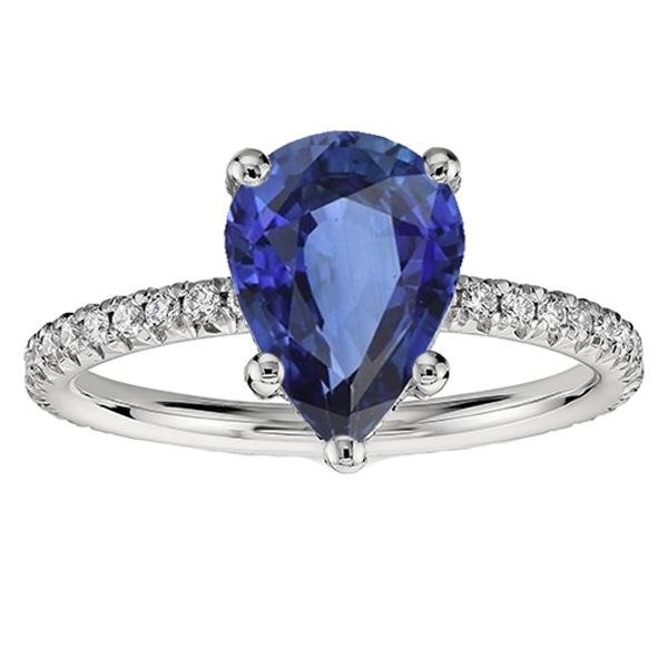 Solitaire With Diamond Accents Ring Sri Lankan Sapphire 5.50 Carats