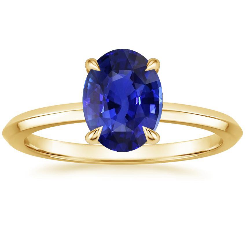 Solitaire Yellow Gold Wedding Ring Sri Lankan Sapphire 2.50 Carats