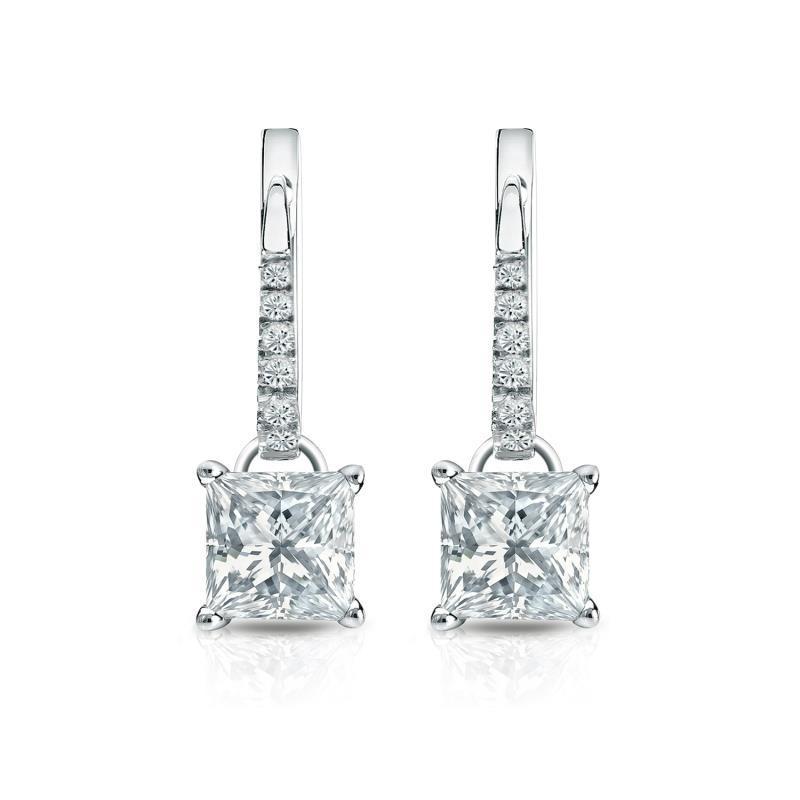 Sparkling 4.70 Carats Diamonds Women Dangle Earrings White Gold 14K