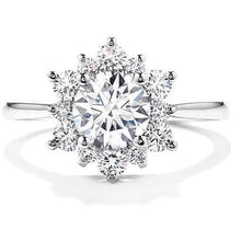 Sparkling Diamond Halo Engagement Ring 2.90 Carats White Gold 14K
