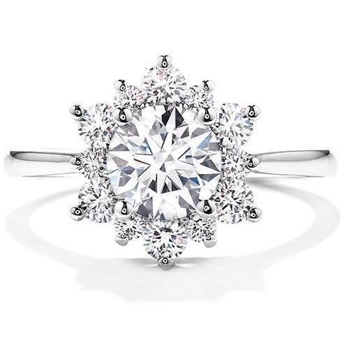 Sparkling Diamond Halo Engagement Ring 2.90 Carats White Gold 14K