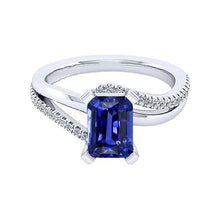 Sparkling Diamond Ring Split Shank Emerald Ceylon Sapphire 2.50 Carats