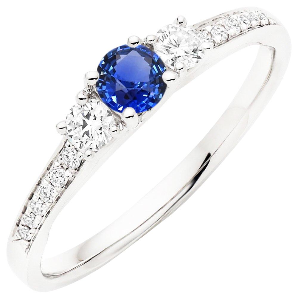 Sparkling Diamond Wedding Ring Round Ceylon Blue Sapphire 2.50 Carats