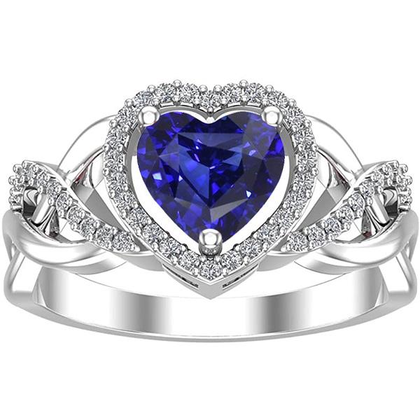 Sparkling Diamond Wedding Ring Twisted Shank Blue Sapphire 3.50 Carats