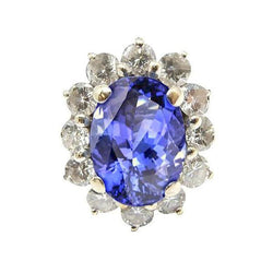 Sparkling Oval Tanzanite And Diamonds Halo Ring 7.50 Carats Jewelry