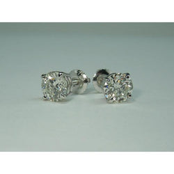 Sparkling Round Diamonds 3.00 Carats Stud Earrings White Gold 14K