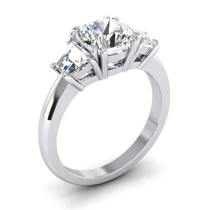 Sparkling Three Stone 2.20 Carats Cushion Diamond Wedding Ring