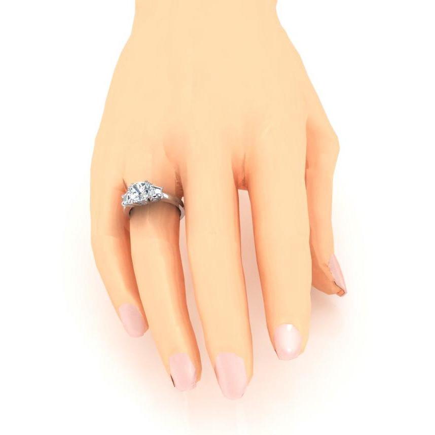 Sparkling Three Stone 2.20 Carats Cushion Diamond Wedding Ring