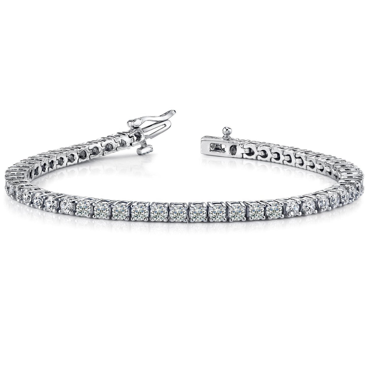 Sparkling Women Diamond Tennis Bracelet White Gold 14K 6.60 Carats