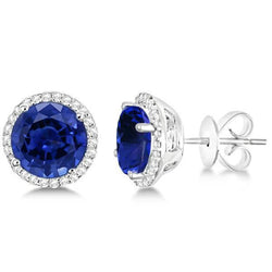 Sri Lanka Blue Sapphire And Diamonds 5.52 Ct Women Earring