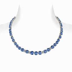 Sri Lanka Blue Sapphire Diamonds 39.25 Carats Necklace Gold 14K