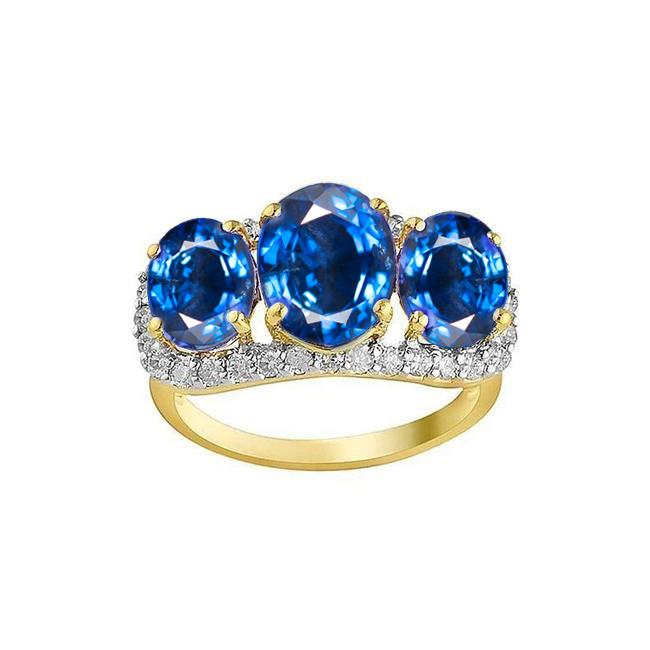 Sri Lanka Blue Sapphire Round Diamonds 6 Ct Ring Jewelry