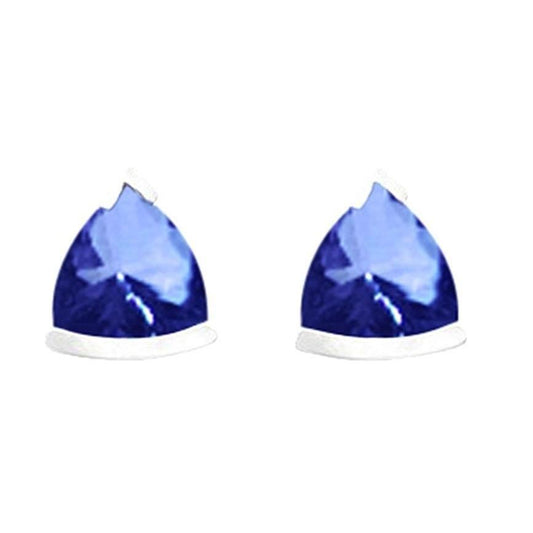 Sri Lanka Blue Sapphire Trillion Shape 2 Carat Studs White Gold