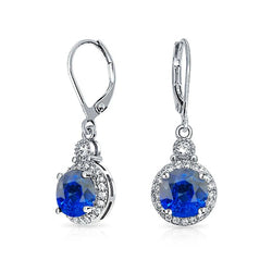 Sri Lanka Sapphire And Natural Earth Mined Diamond Dangle Earring 2.70 Ct White Gold