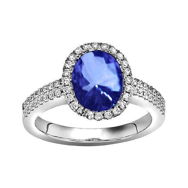 Sri Lanka Sapphire Oval And Round Diamonds 7.01 Ct Ring Diamonds