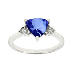 Sri Lanka Sapphire Trillion And Round Diamonds 5.01 Ct Wedding Ring