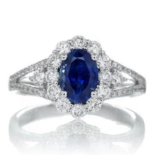 Sri Lankan Sapphire Diamond Ring 2.05 Carats White Gold 14K Jewelry