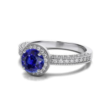 Sri Lankan Sapphire Diamond Ring White Gold 3.05 Carats Vintage Style