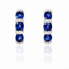Sri Lankan Sapphire Hoop Earring White Gold Diamond 3.24 Carats