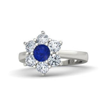 Sri Lankan Sapphire Round Diamond Ring 4 Carats White Gold 14K