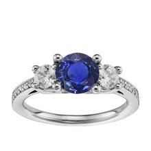 Srilanka Sapphire Diamond Round Cut Ring 3.50 Carats White Gold 14K