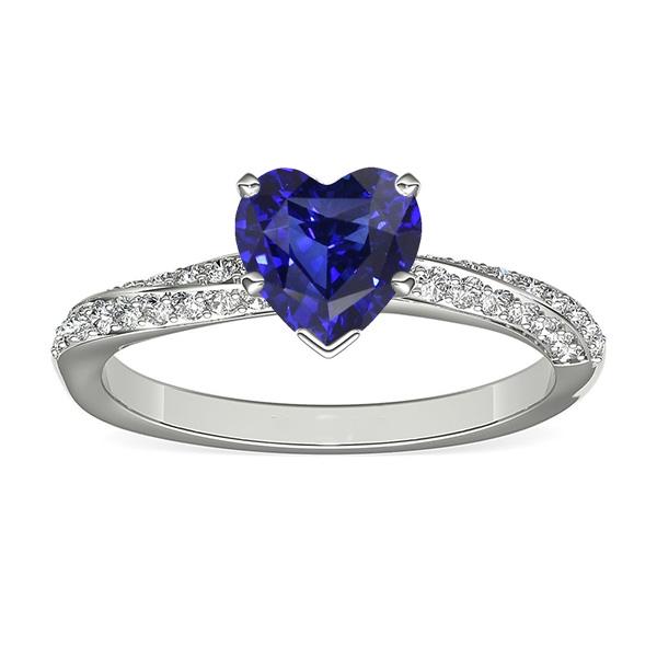 Srilanka Sapphire Gemstone Ring Heart Cut 2.50 Carats Diamond Jewelry