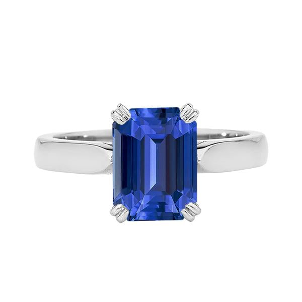 Srilanka Sapphire Solitaire Emerald Anniversary Ring 2.50 Carats