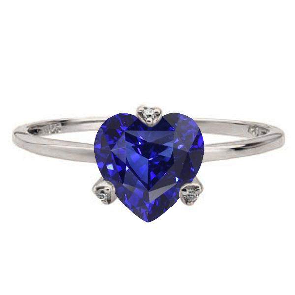 Srilanka Sapphire Solitaire Heart Shaped Ring 2 Carats Ladies Jewelry