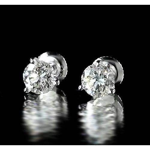 Stud Earring Martini Set Round Diamond White Gold 14K