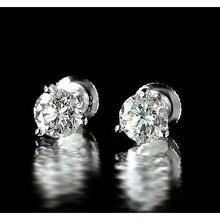 Stud Earring Martini Set Round Diamond White Gold 14K