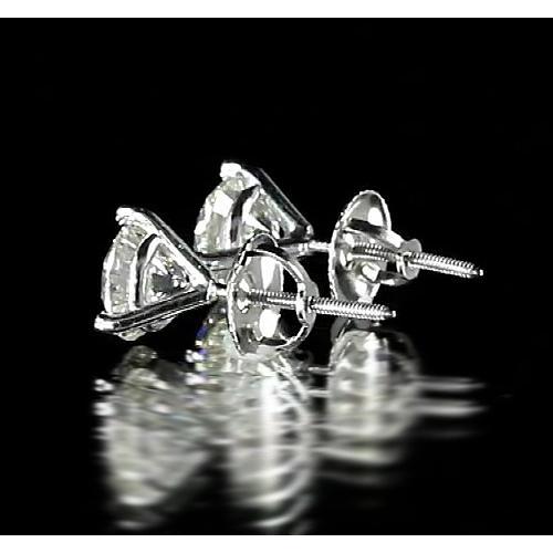 Stud Earring Martini Set Round Diamond White Gold 14K
