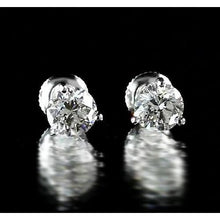 Stud Earring Martini Set Round Diamond White Gold 14K