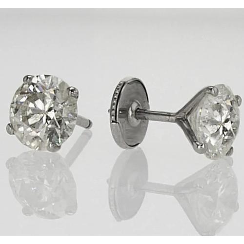 Stud Earring Round Diamond 1.60 Carats White Gold 14K