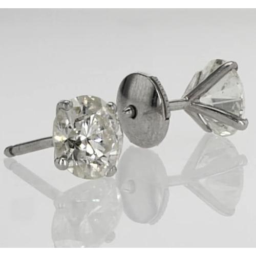 Stud Earring Round Diamond 1.60 Carats White Gold 14K